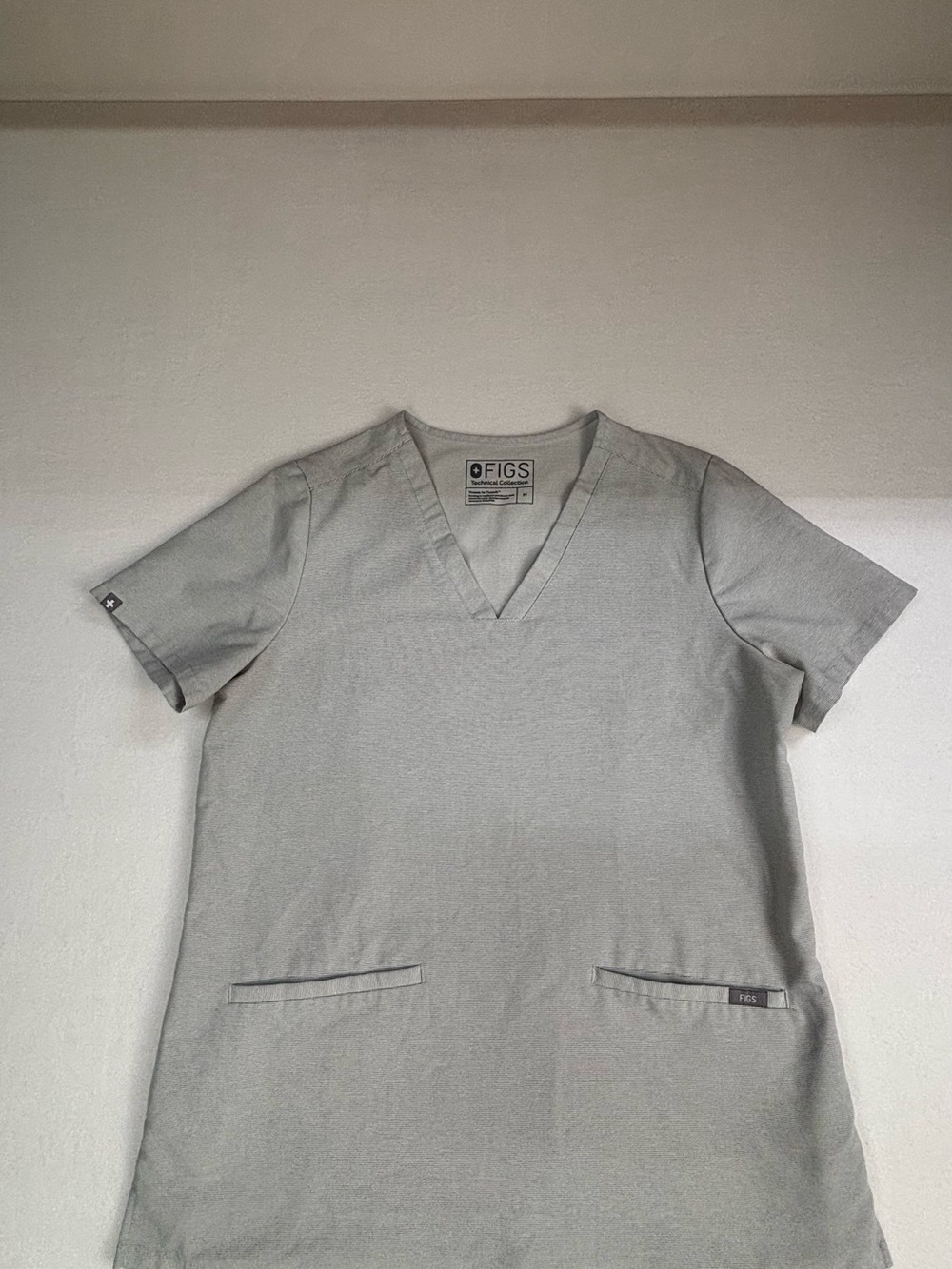 Figs Men's V-Neck Scrub Top in Light Gray